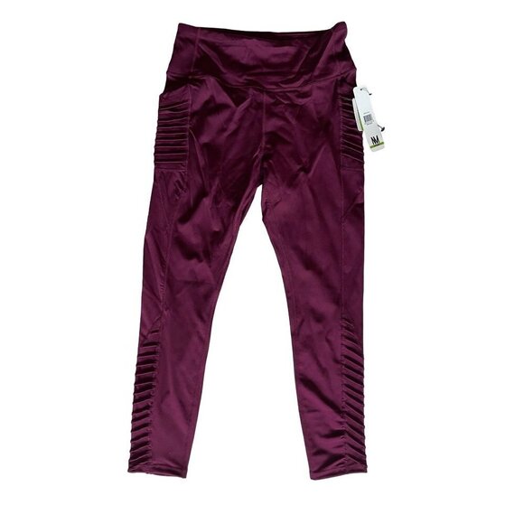 Nicole Miller Sport Women's Leggings Size Medium Wine Pockets New $68 - Picture 2 of 11